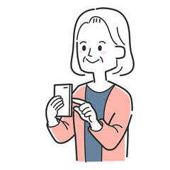 スマホを操作する高齢女性