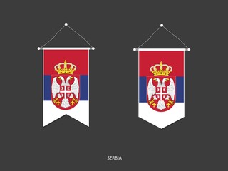 2 style of Serbia flag. Ribbon versions and Arrow versions. Both isolated on a black background.