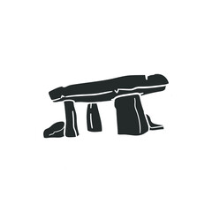 Dolmen Icon Silhouette Illustration. Megalith Stone Vector Graphic Pictogram Symbol Clip Art. Doodle Sketch Black Sign. - obrazy, fototapety, plakaty