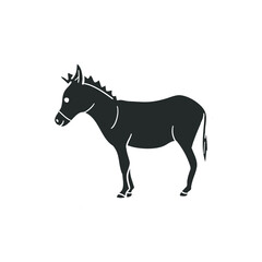 Donkey Icon Silhouette Illustration. Farm Animal Vector Graphic Pictogram Symbol Clip Art. Doodle Sketch Black Sign.