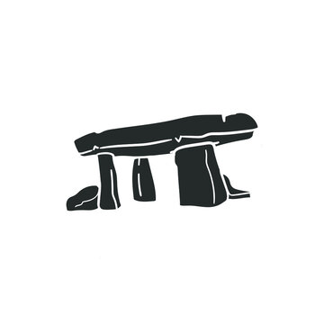 Dolmen Icon Silhouette Illustration. Megalith Stone Vector Graphic Pictogram Symbol Clip Art. Doodle Sketch Black Sign.