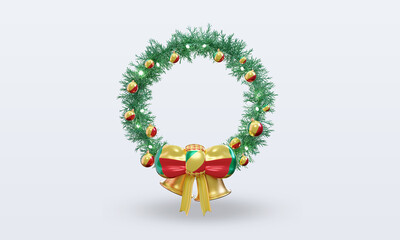 3d christmas wreath Republic Congo flag rendering front view