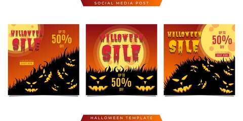 Halloween social media post sale template design. Very suitable for banner, poster, flyer, advertising, etc.