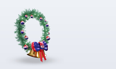 3d christmas wreath Croatia flag rendering left view