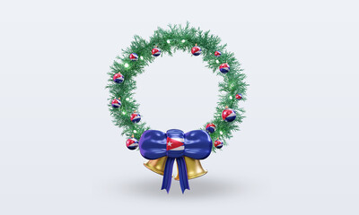 3d christmas wreath Cuba flag rendering front view