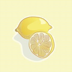 Vectoe illustration of realistic lemon and half. 