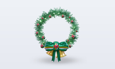 3d christmas wreath Dominica flag rendering front view