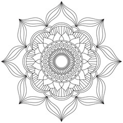 Leaf Flower Petal Coloring Mandala Art Simple Graphic Shape Vector Floral Oriental Outline Vintage Decorative Elements Pattern Illustration Islam Arabic Indian Turkish Mystic Religion Morals Lotus