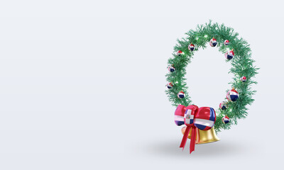 3d christmas wreath Dominican Republic flag rendering right view