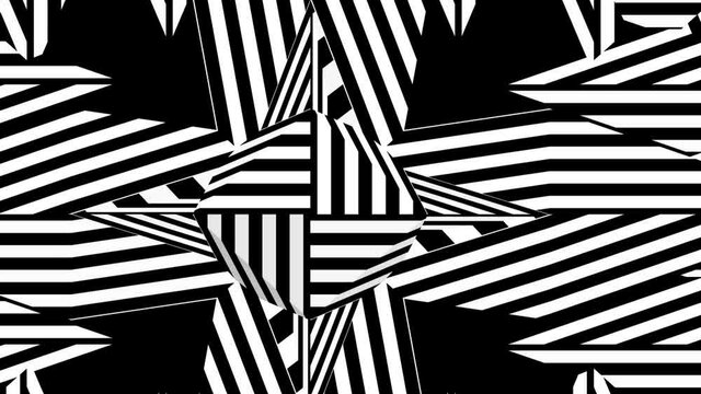 black stripes located at different angles move symmetrically. striped background. 