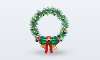 3d christmas wreath Ghana flag rendering front view