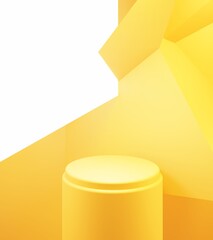 3d rendering of empty yellow orange podium abstract minimal background. Scene for advertising design, cosmetic ads, show, technology, food, banner, cream, fashion,luxury. Illustration. Product display