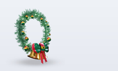 3d christmas wreath Ghana flag rendering left view
