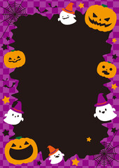 14_Halloween pumpkin and ghost frame (black_Vertical)