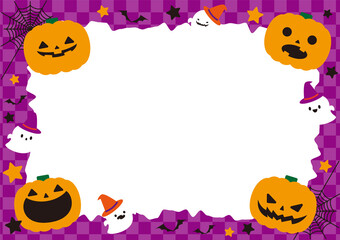 15_Halloween pumpkin and ghost frame (White_Horizontal)