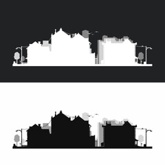 small city neighborhood silhouette style in set