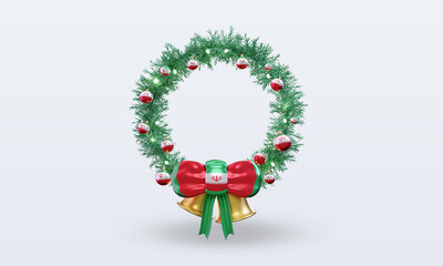 3d christmas wreath Iran flag rendering front view