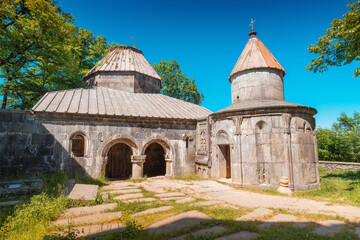 Fototapeta na wymiar Sanahin monastery and church in Alaverdi, Armenia. Founded in 10th century. Travel and religious attractions