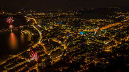 Night fireworks in Swiss city