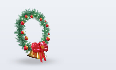 3d christmas wreath Kyrgyzstan flag rendering left view