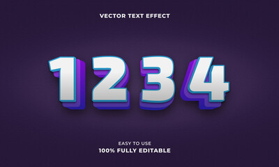 New 3D 1234 Editable Vector Text Effect