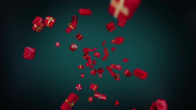 Amazing exploding "Sale" gift boxes in slow motion 4K