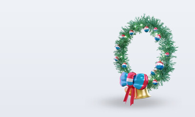 3d christmas wreath Luxembourg flag rendering right view