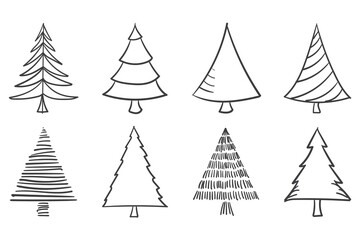 Christmas tree collection with outline design
