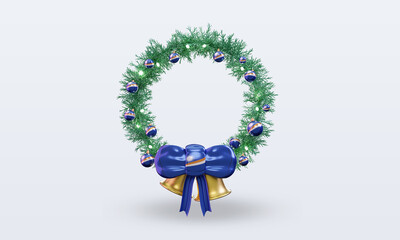 3d christmas wreath Marshall Islands flag rendering front view