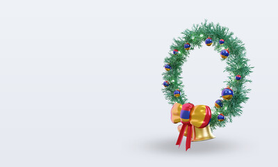 3d christmas wreath Mauritania flag rendering right view