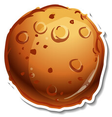 Sticker template with orange asteroid isolated
