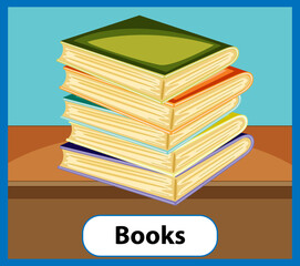 Educational English word card of Books