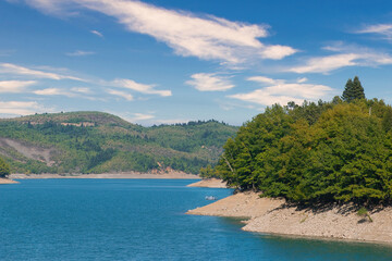 idyllic beauty of Lake Plastira .artificial lake. tourist attraction.  Greece