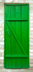 Green wood door