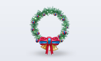 3d christmas wreath Mongolia flag rendering front view