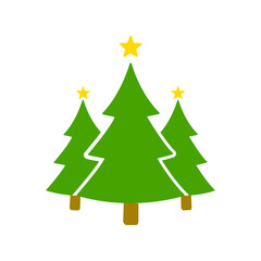 Christmas tree with a star on top, on Christmas night, vector illustration