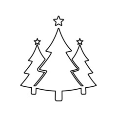 Naklejka na ściany i meble Christmas tree with a star on top, on Christmas night, vector illustration