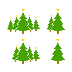 Christmas tree with a star on top, on Christmas night, vector illustration