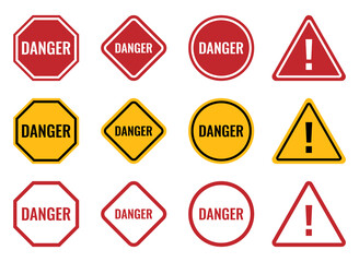 danger roadsign blank signs, caution icon set