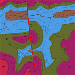 geological map, terrain map vector illustration
