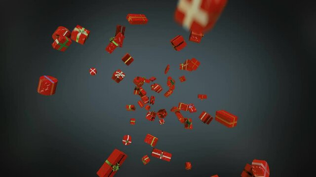 Amazing exploding "Sale" gift boxes in slow motion 4K