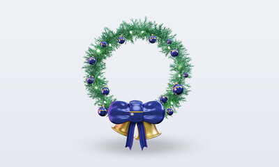 3d christmas wreath Nauru flag rendering front view