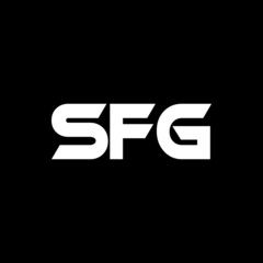 SFG letter logo design with black background in illustrator, vector logo modern alphabet font overlap style. calligraphy designs for logo, Poster, Invitation, etc.