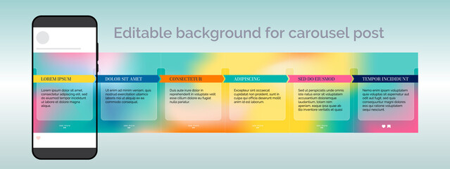 Colorful gradient background for a carousel post © Elady