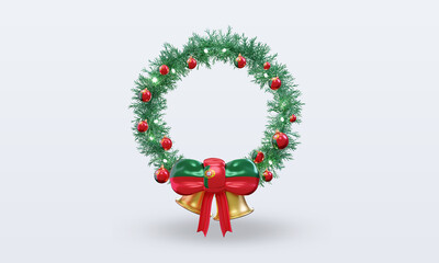 3d christmas wreath Portugal flag rendering front view
