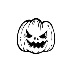 halloween pumpkin face isolated on white. Line icon, outline vector sign, linear style