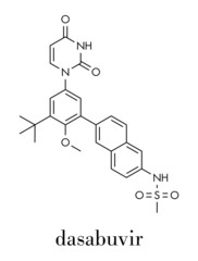 Dasabuvir hepatitis C virus drug molecule. Skeletal formula.