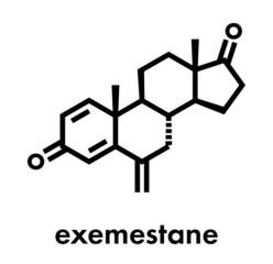 Fototapeta premium Exemestane breast cancer drug molecule (aromatase inhibitor). Skeletal formula.
