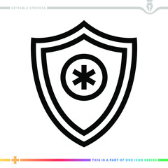 Editable line icon of infection immunity as a customizable black stroke eps vector graphic.