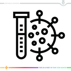 Fototapeta premium Editable line icon of vaccine effectiveness research as a customizable black stroke eps vector graphic.